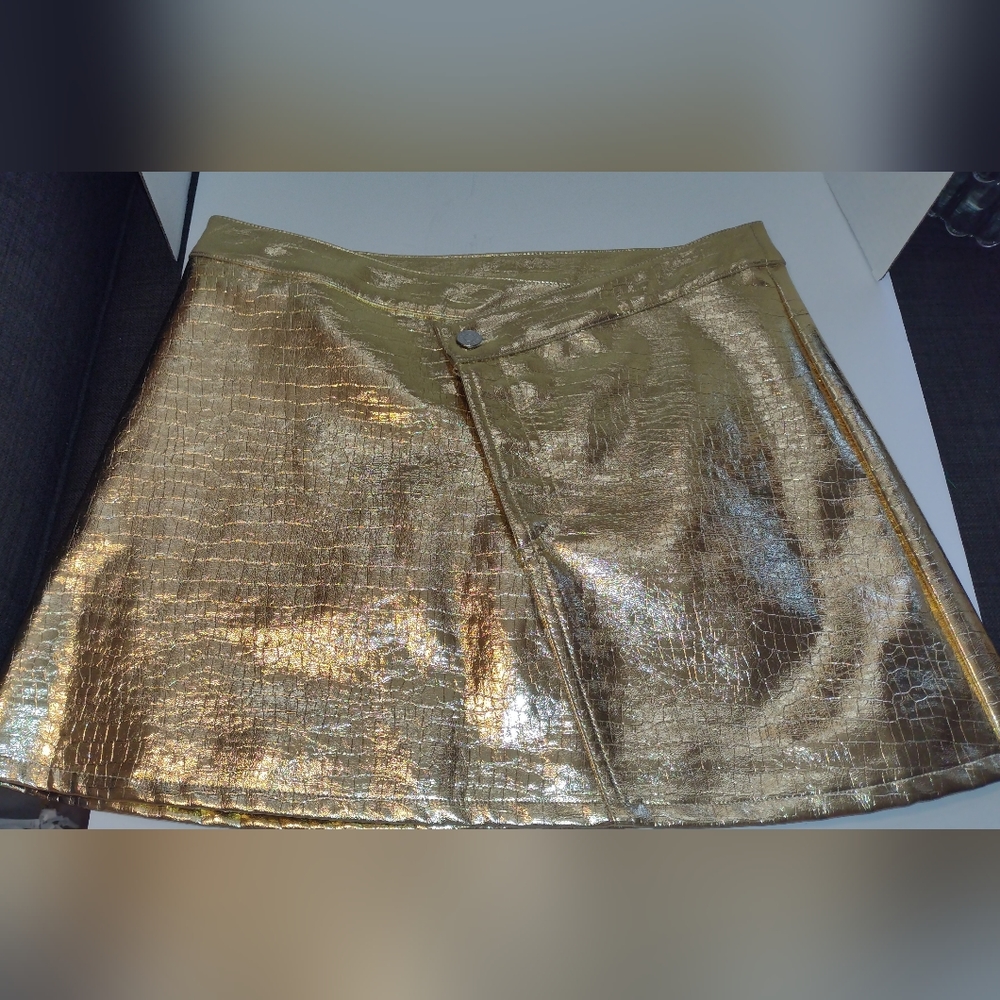 Torn by Ronny Kobo Gold Mini Skirt